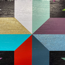 Load image into Gallery viewer, Union jack design painted table in right colours and glitter