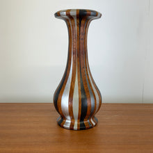 Load image into Gallery viewer, handpainted wooden vase in monochrome stripes