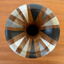 Load image into Gallery viewer, handpainted wooden vase in monochrome stripes