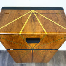 Load image into Gallery viewer, vintage upcycled drinks cabinet in black and gold