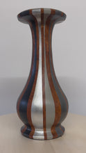Load and play video in Gallery viewer, handpainted wooden vase in monochrome stripes