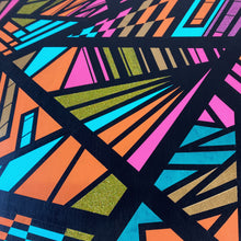 Load image into Gallery viewer, Round coffee table handpainted in bright colours and a geometric design