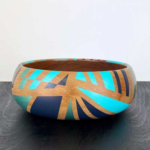 Hand-painted vintage wooden bowl