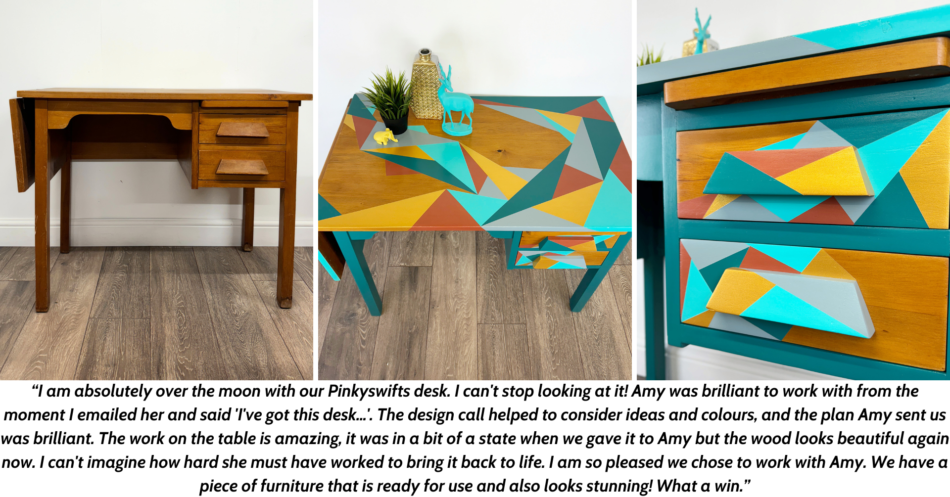 Mid century desk upcycled by Pinkyswifts in Northamptonshire
