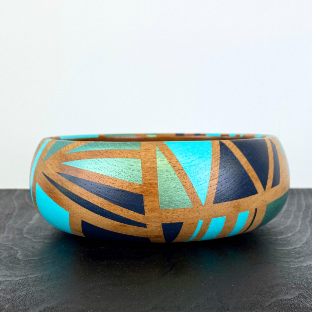Fruit bowl - hand-painted vintage wooden bowl