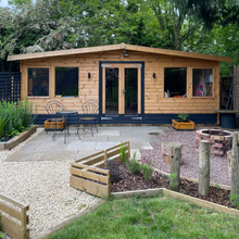 Load image into Gallery viewer, The Pinkyswifts workshops, large wooden lodge in our garden
