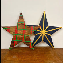 Load image into Gallery viewer, upcycled wooden star handpainted by workshop students

