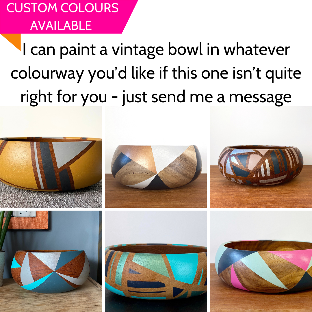 Fruit bowl - hand-painted vintage wooden bowl