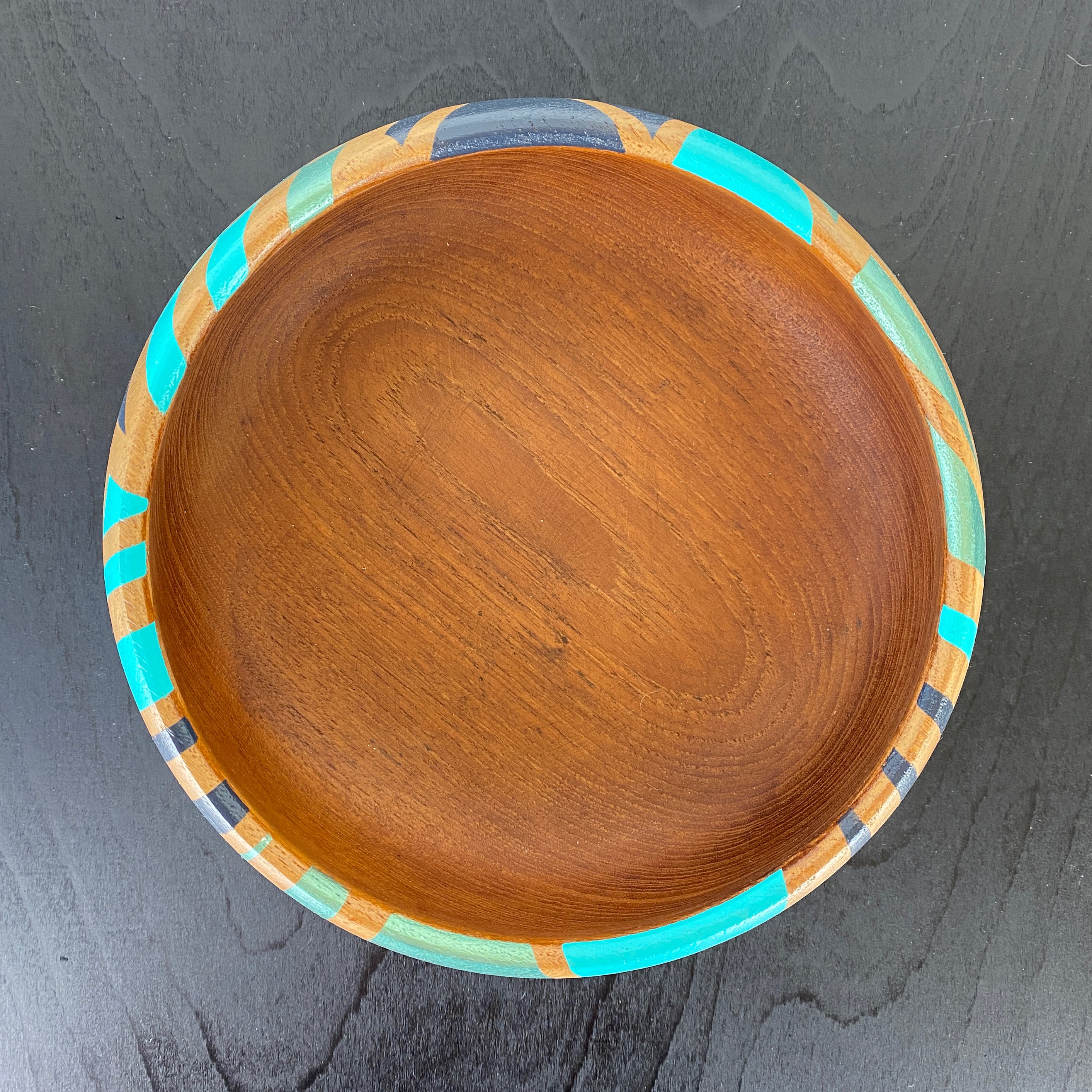 Fruit bowl - hand-painted vintage wooden bowl