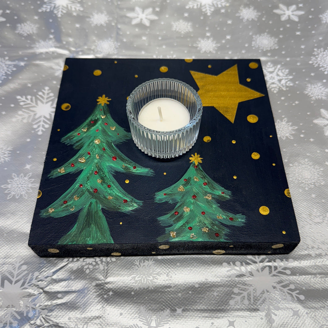 christmas handpainted tealight stand