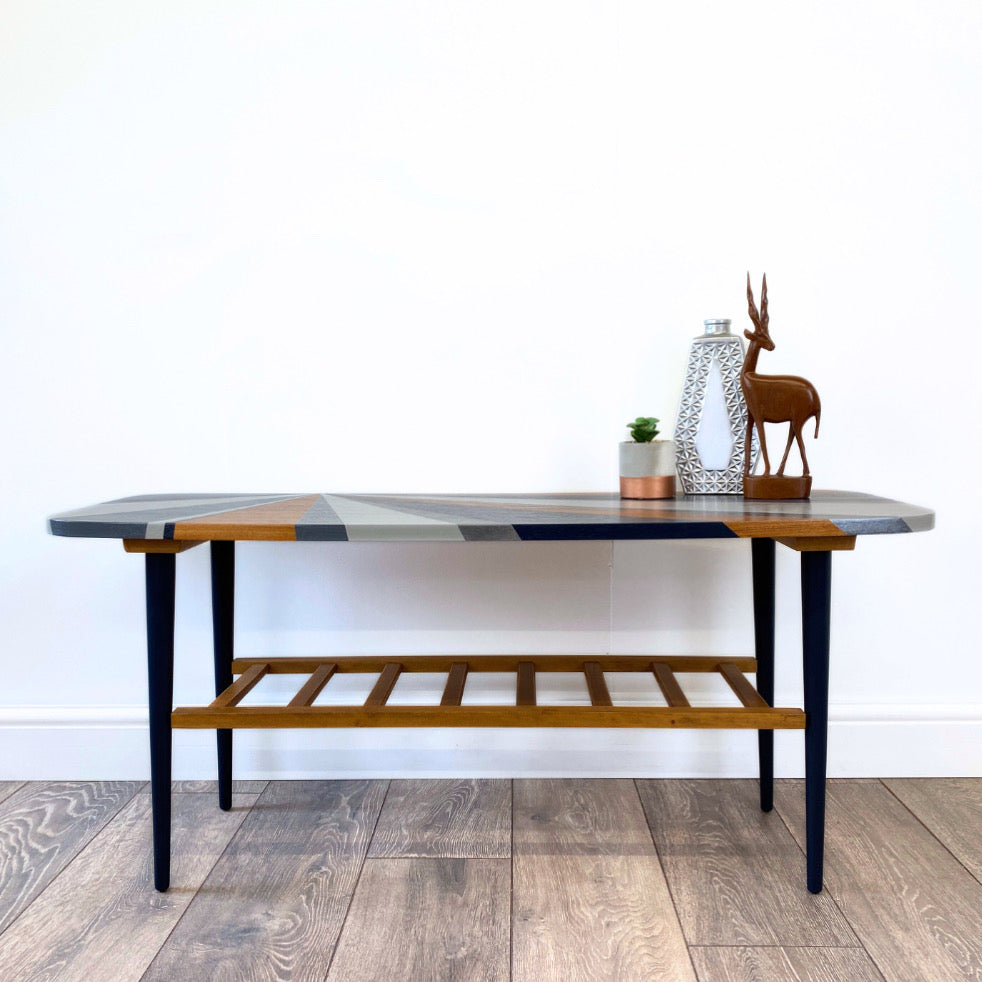 Mid century handpainted geometric coffee table *SOLD*