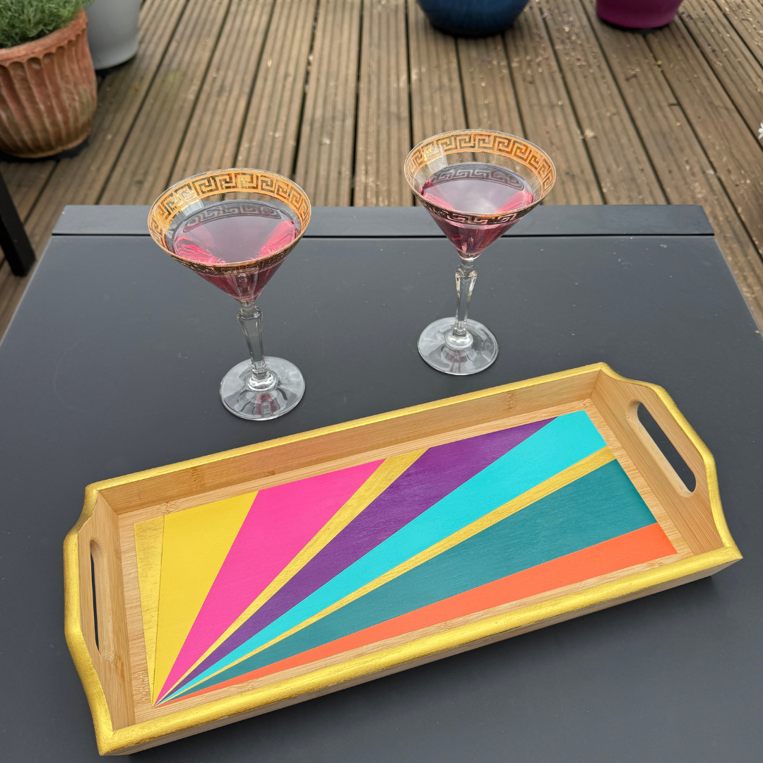 Colourful Handpainted Cocktail Tray | Handmade UK