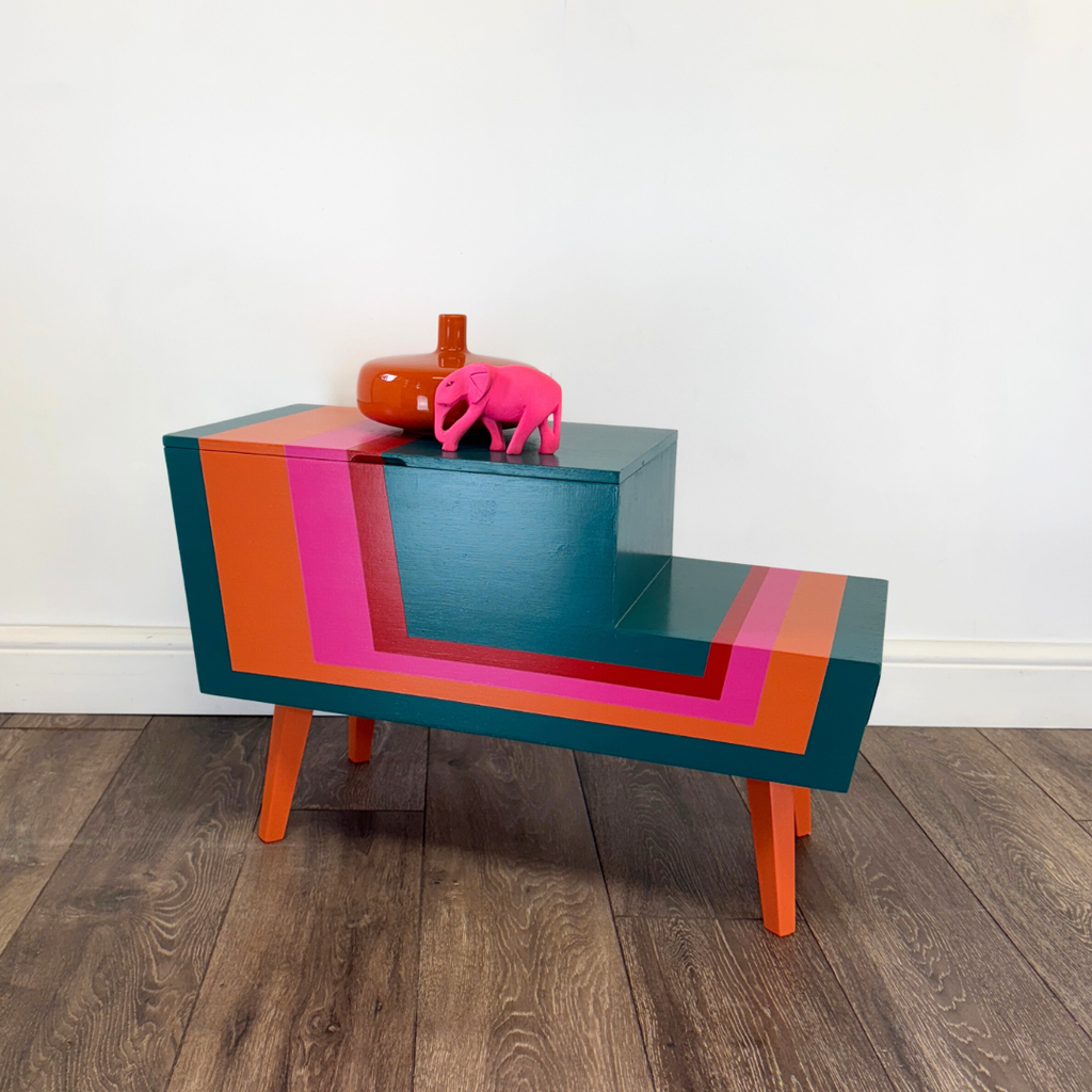 Upcycled Hand-Painted Mid-Century Sewing Box