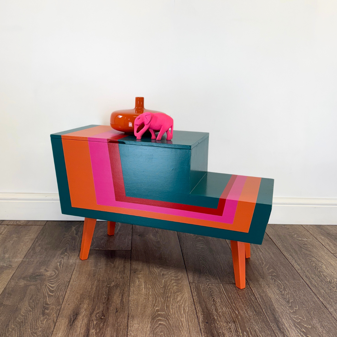 Upcycled Hand-Painted Mid-Century Sewing Box