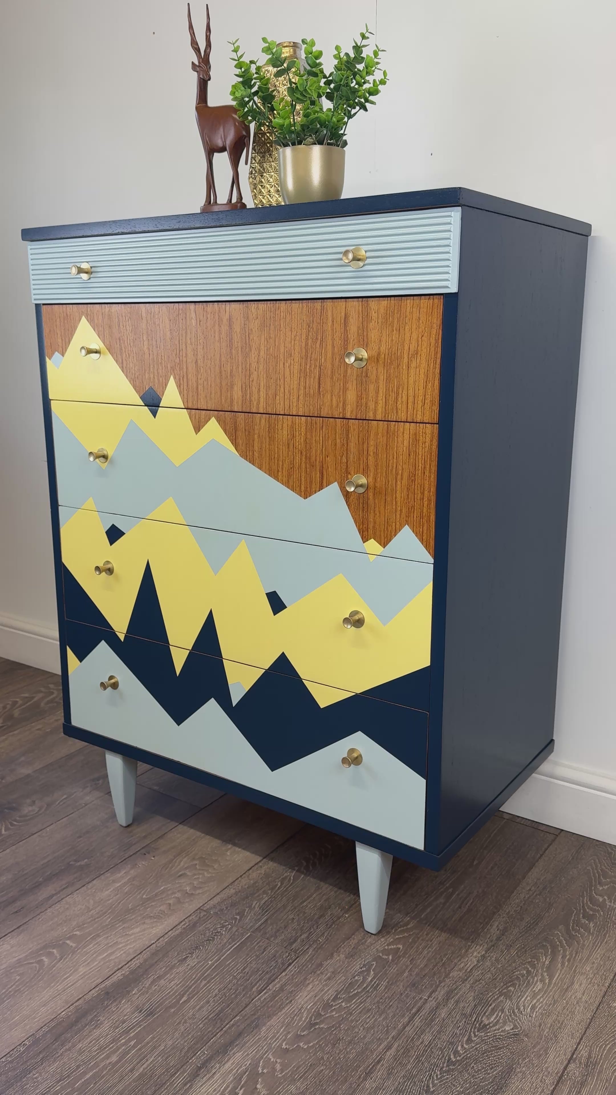 Upcycled Hand-Painted Chest of Drawers | Mid Century Drawers | Statement Painted Furniture