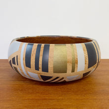 Load image into Gallery viewer, grey and bronze handpainted vintage teak bowl
