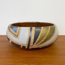 Load image into Gallery viewer, grey and bronze handpainted vintage teak bowl
